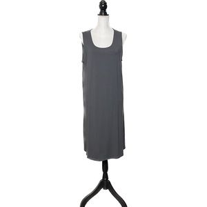J Jill L Stretch Knit Midi Tank Shift Dress Sleeveless Scoop Neck Solid Gray